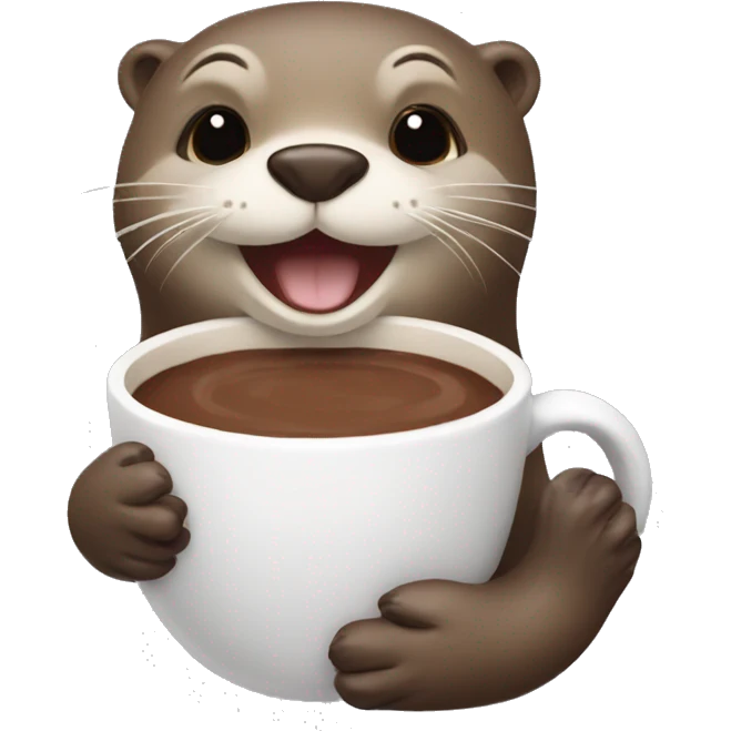 Otter with hot chocolate in paws emoji