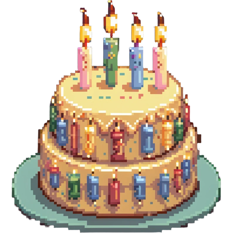 dangao Chinese birthday cake with candles, pastel colors emoji