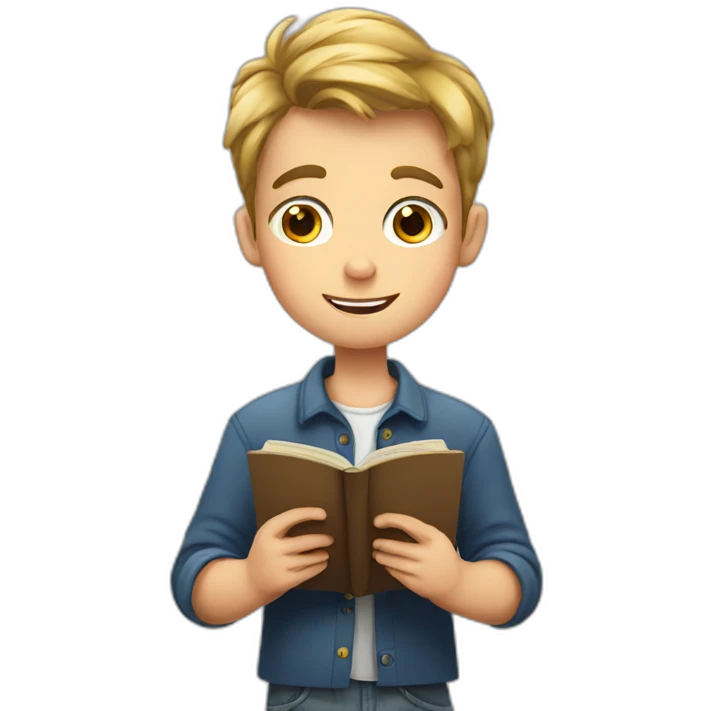 european boy reads a book emoji