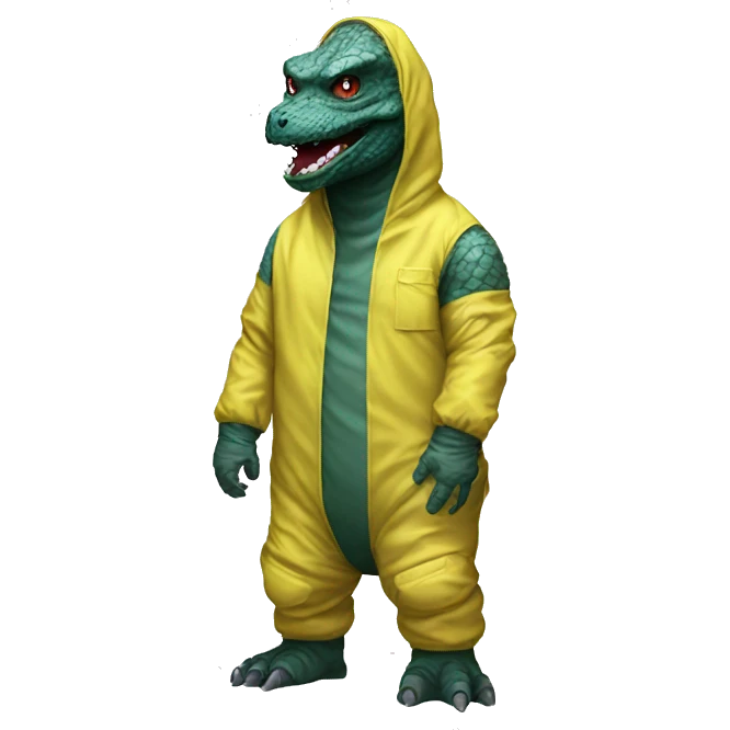 Godzilla dressed in a hazmat suit emoji