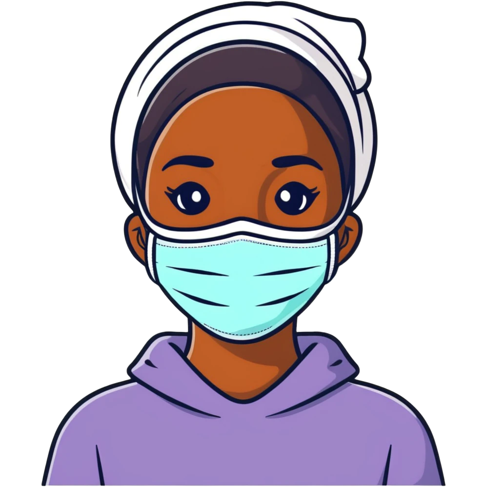 Black girl with face mask skincare emoji