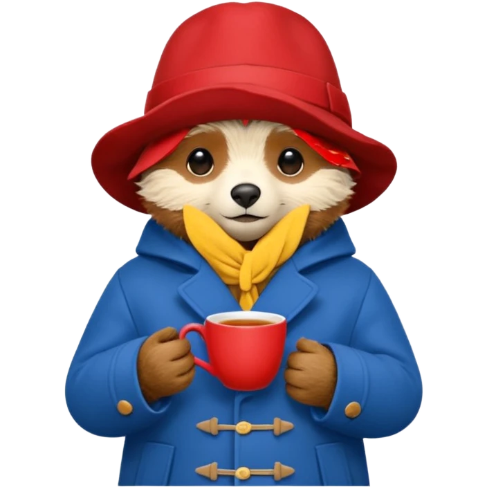 Paddington with a cup of tea emoji
