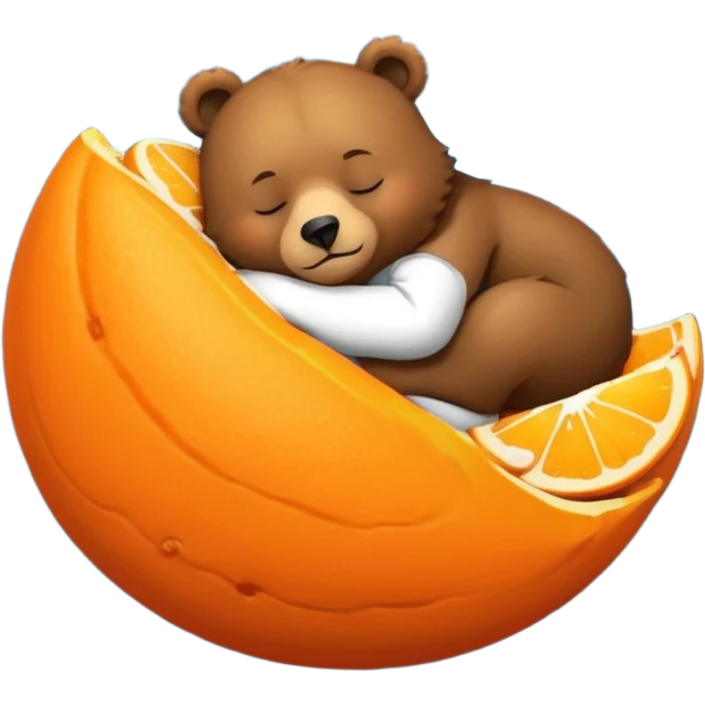 Bear sleeping on orange in space emoji