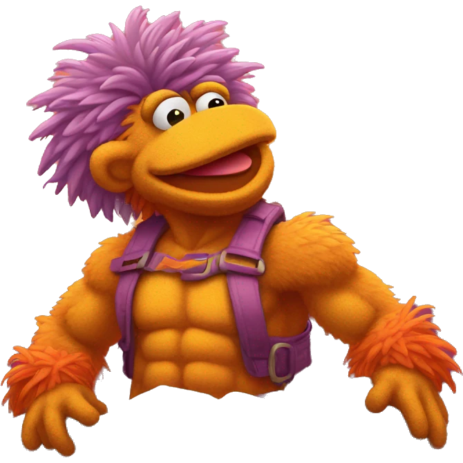 fraggle rocks hot muscle trainer sunset colored emoji
