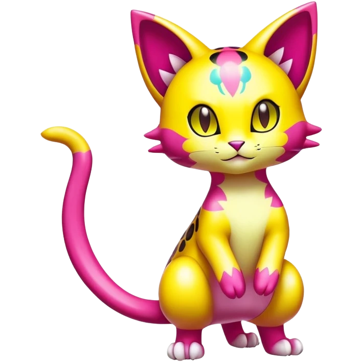 Shiny Colorful Liepard-Skitty-Delcatty-Pokémon-Fakémon-hybrid-creature (full body) emoji