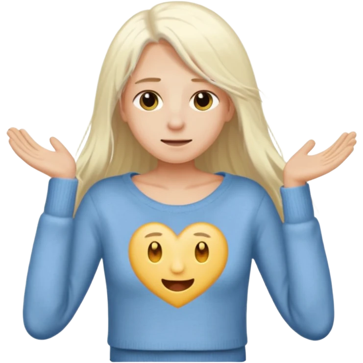 blond person with long white hair, half-naked, taking off a sweater, simple features, emoji style emoji