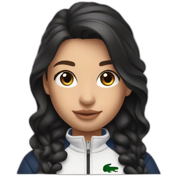 Lacoste bag latin girl with long hair with black lacoste windbreaker emoji
