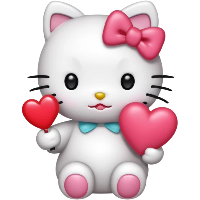 Hello Kitty holding a heart emoji