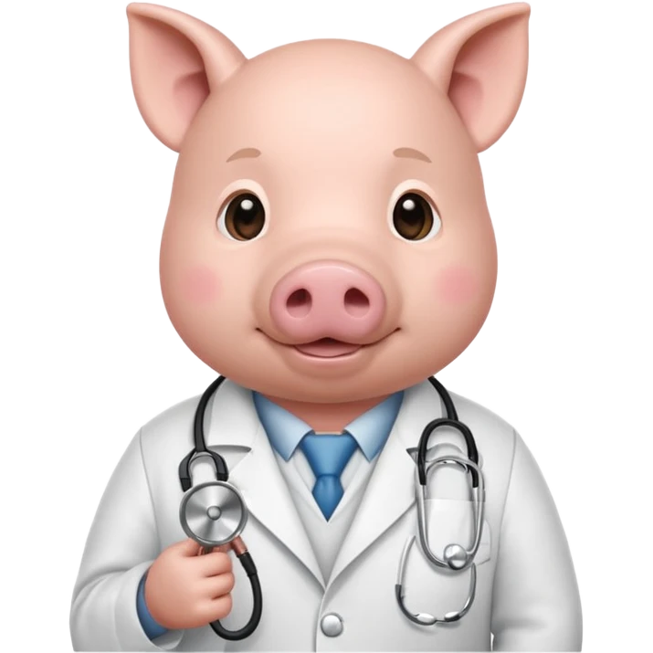 Pig in white coat holding stethoscope.













 emoji