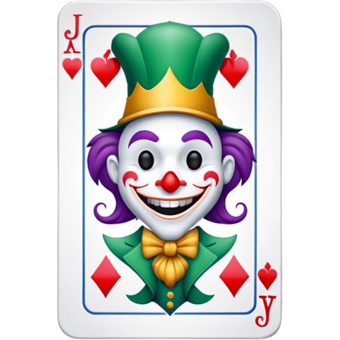 poker card with a funny jolly joker inside the card emoji