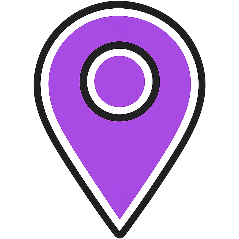 purple pin, outlined with a white border emoji