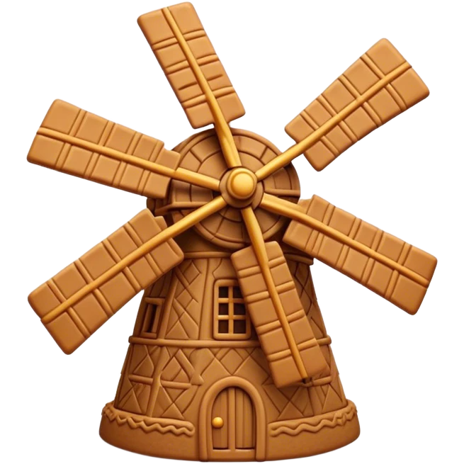 Speculaas Cinematic Realistic Speculaas Biscuit Emoji, depicted as a spiced speculaas cookie crafted in a charming windmill shape, rendered with intricate textures and warm, inviting lighting. emoji