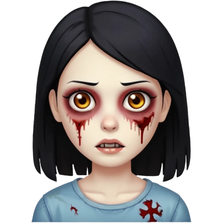 zombie girl with straight hair and brown eyes emoji