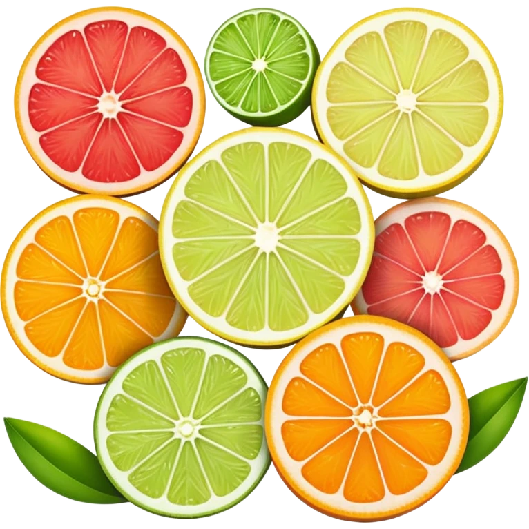 Emoji of slices of oranges, lemon, lemongrass, lime, grapefruit emoji
