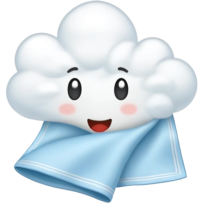 handkerchief with a sneeze cloud, simple and clear emoji