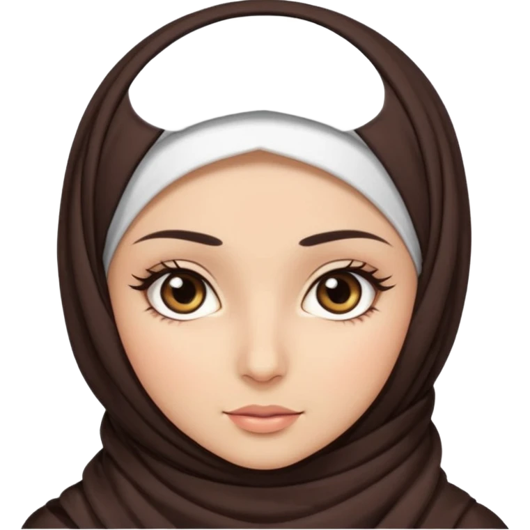 hijab with appear of some hair dark brown eyes and long lashes with and light  skin emoji