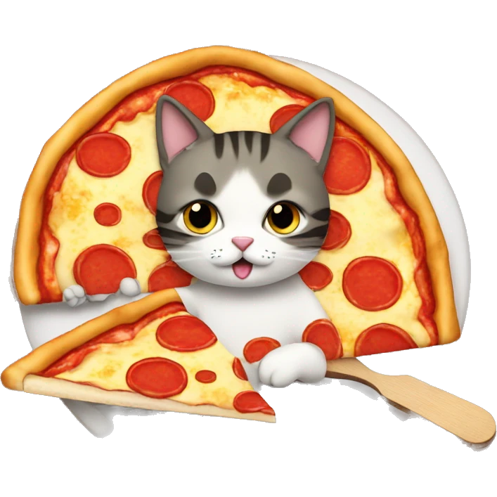 Gato comiendo pizza emoji