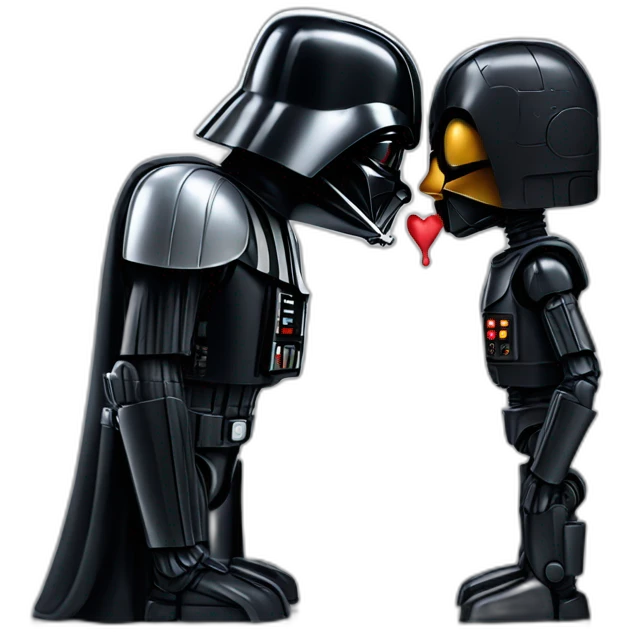 Darth Vader kissing a robot emoji