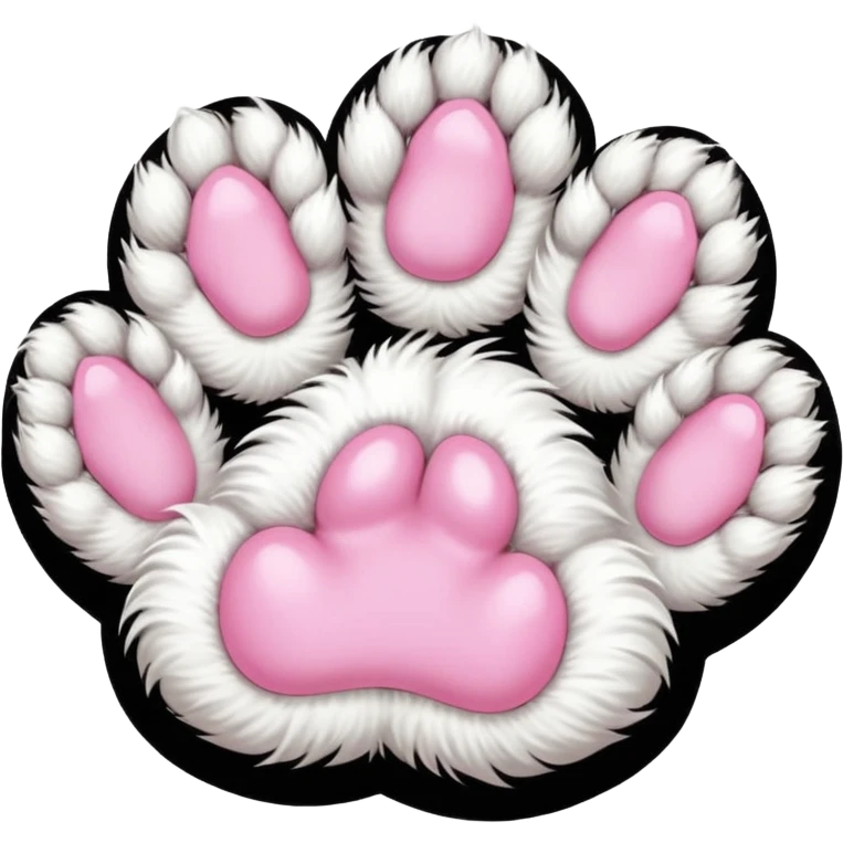 Fluffy white cat paw with six toes emoji