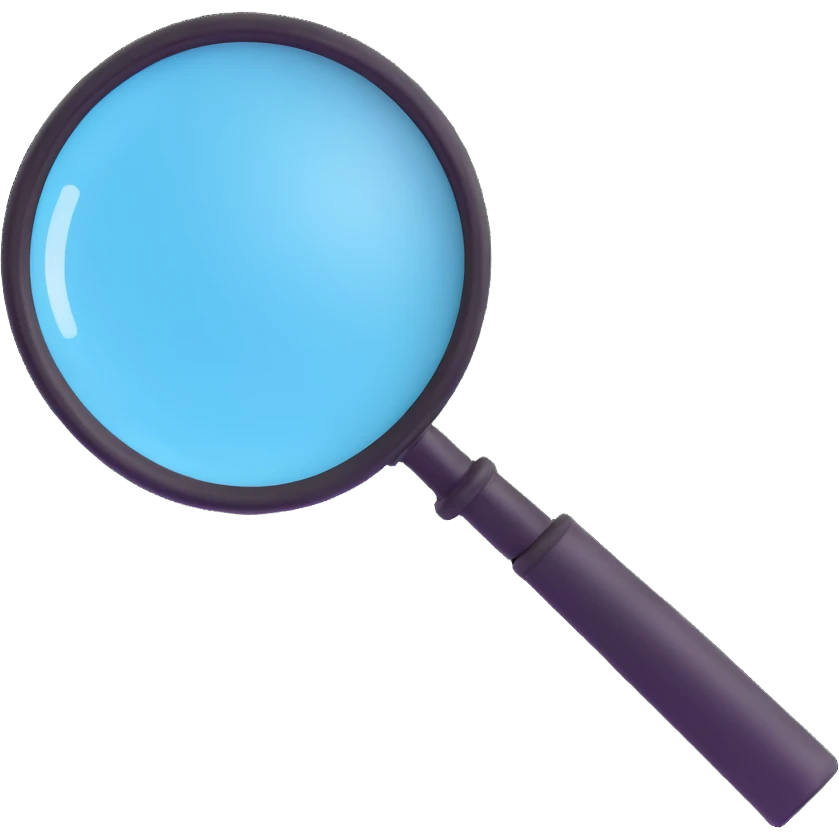 classic magnifying glass with round glass part and short black handle emoji