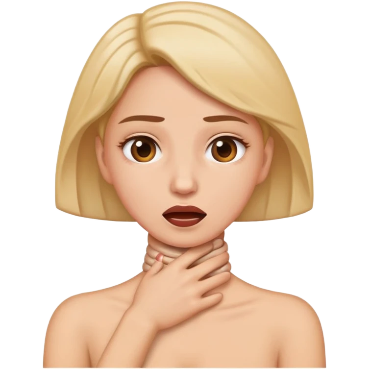 Woman holding neck while fake choking emoji