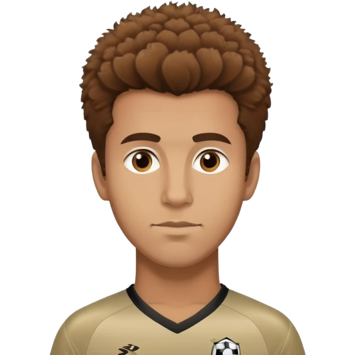 Tan tall man with brown fluffy hair and a taper fade wearing a soccer jersey  emoji