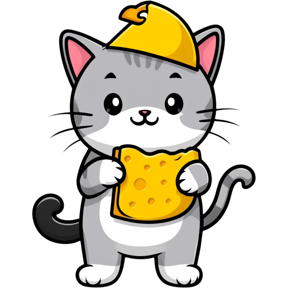 Cheese cat wearing a yellow hat emoji