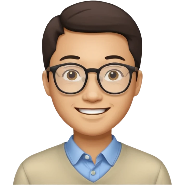 asian man wear glasses smile emoji