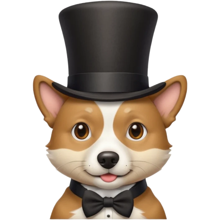 A dog with a top hat on. He’s also Bill Clinton emoji