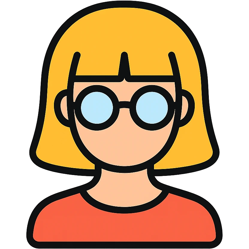 mujer con flequillo y gafas icono color outline emoji