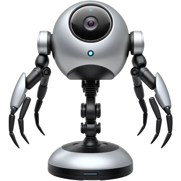 Tall surveillance robot with rotating sensor dome and floating limbs emoji
