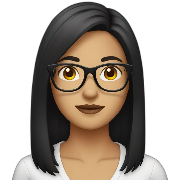 Women with glasses with black hair emoji