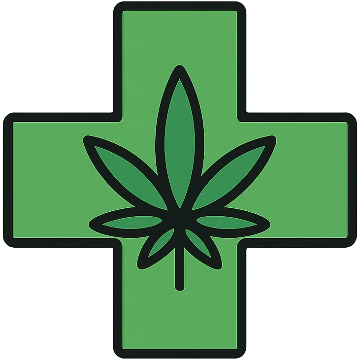 green cross symbol representing cannabis, clean and modern style emoji