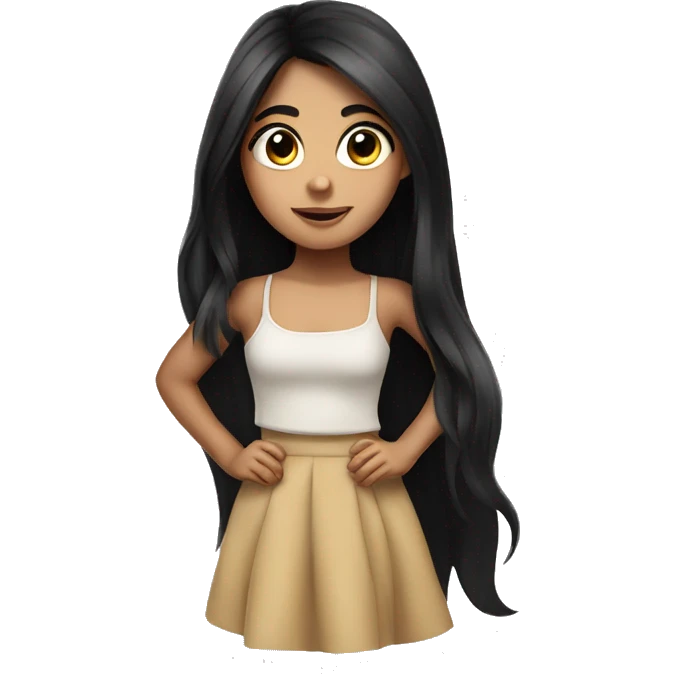 Cute hispanic girl with big eyes and long black hair emoji