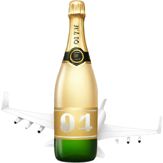 Jet on New Year’s with bottle of champagne  emoji