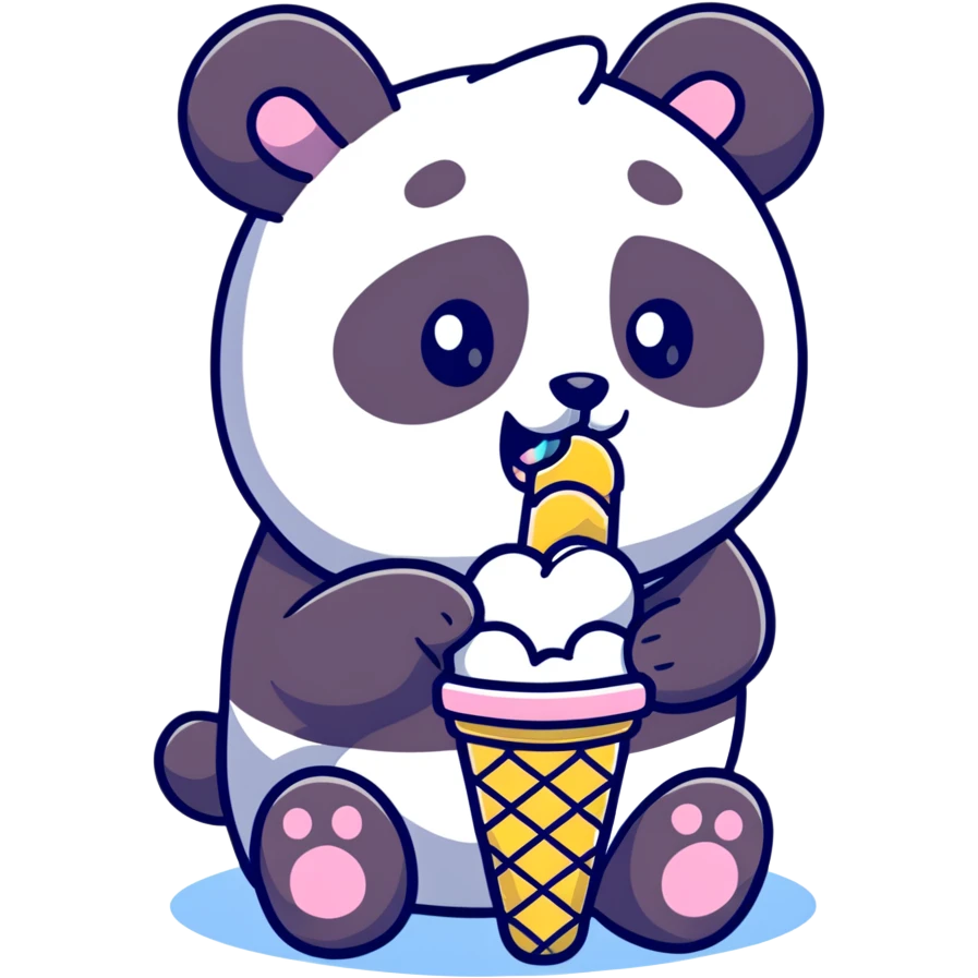 Panda eating ice cream emoji