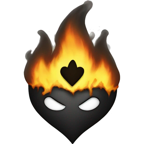 a black flaming heart with white cross eyes emoji
