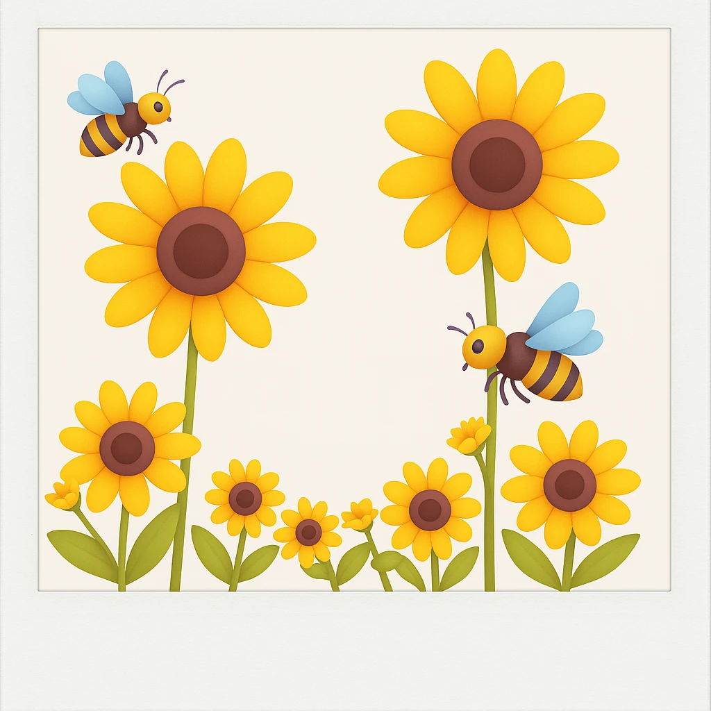Add a polaroid frame to the image, keeping the same colors and style. emoji