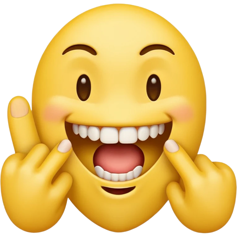 Yellow emoji finger bite with teeth in flirty manner emoji
