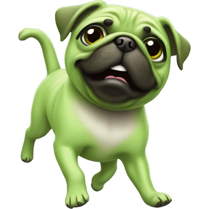 Dancing Green Pug  emoji