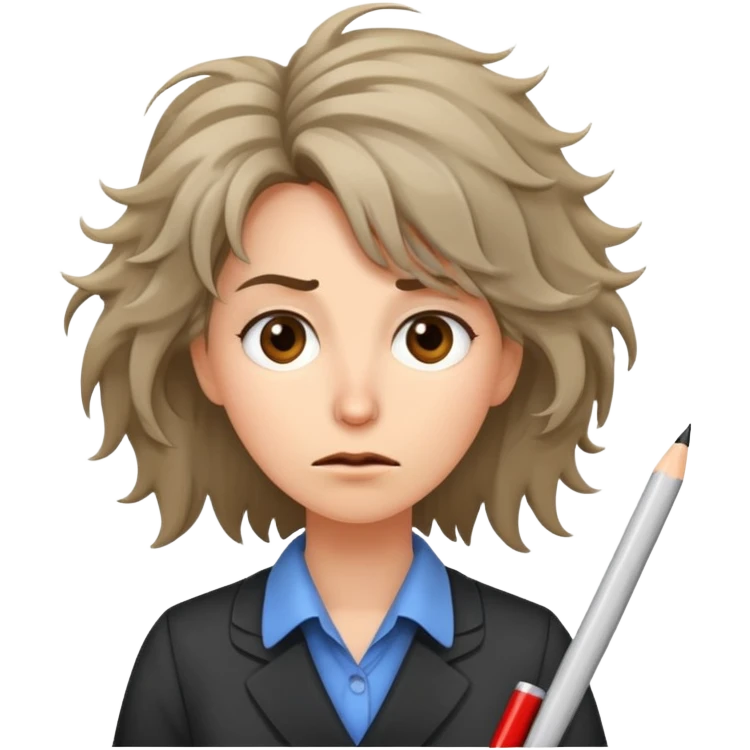 nervous female teacher with messy hair emoji