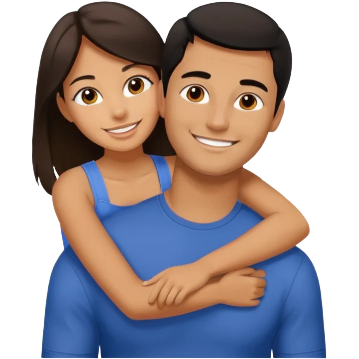 Woman sitting on the shoulders of a man sitting down. emoji