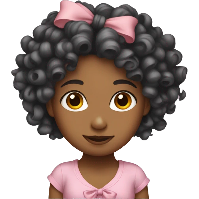 Curly girl with bows in her hair emoji