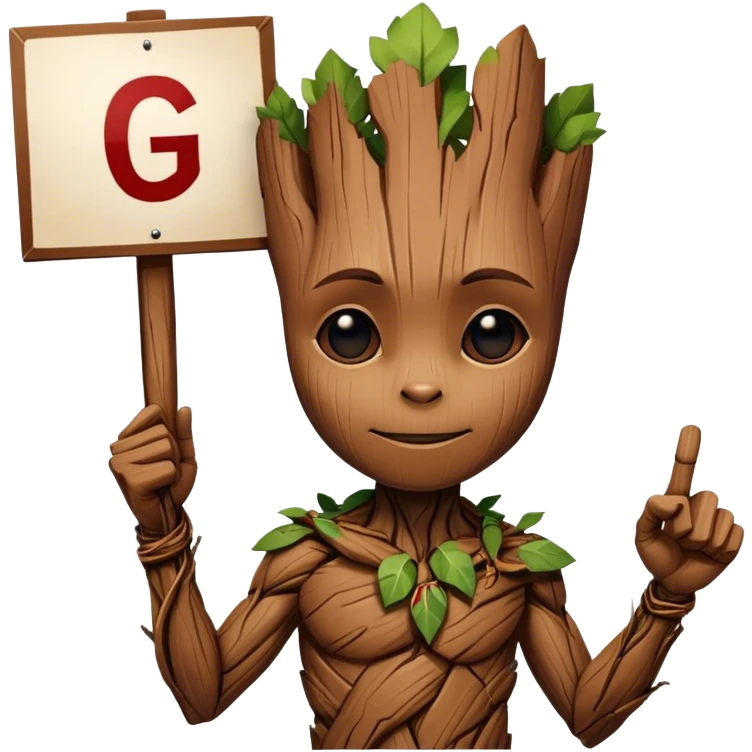 Groot Holding a sign with *G Sign India* emoji
