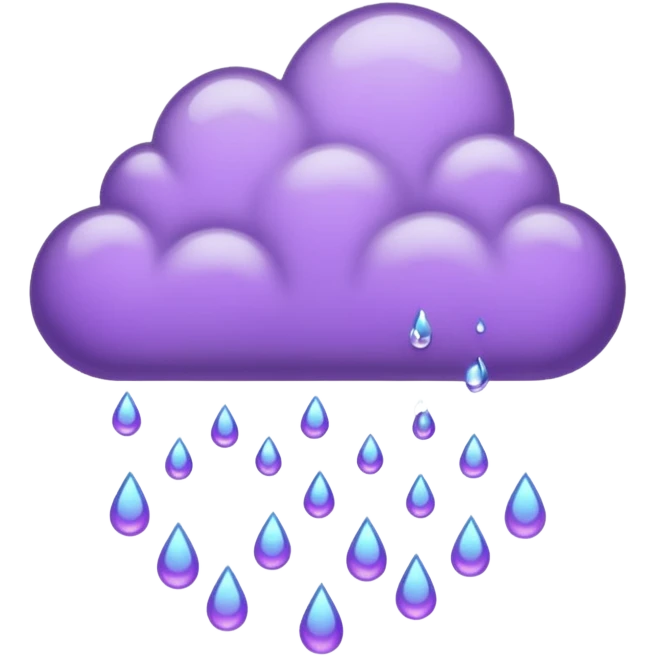 Purple Rain dancing down from cloud emoji