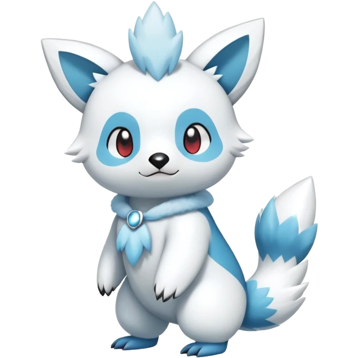 Shiny White Furry Snowy Ice-type Oshawott-Zangoose-Emolga-Hybrid (Full body) emoji
