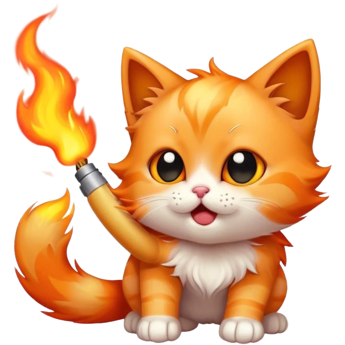 cute kitten breathing fire  emoji