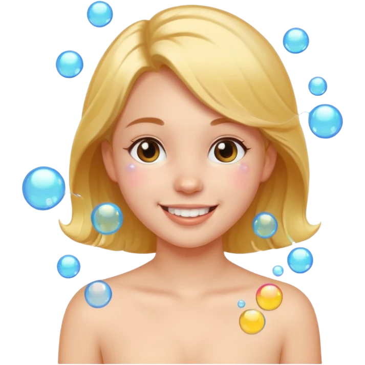 one girl with bubbles on  boob emoji