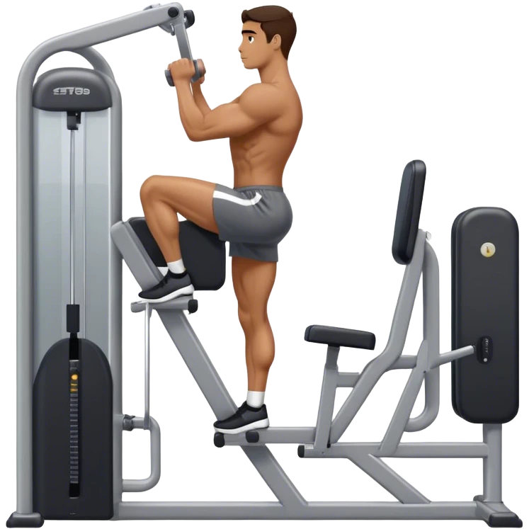 side-view of guy using calf-raise machine emoji