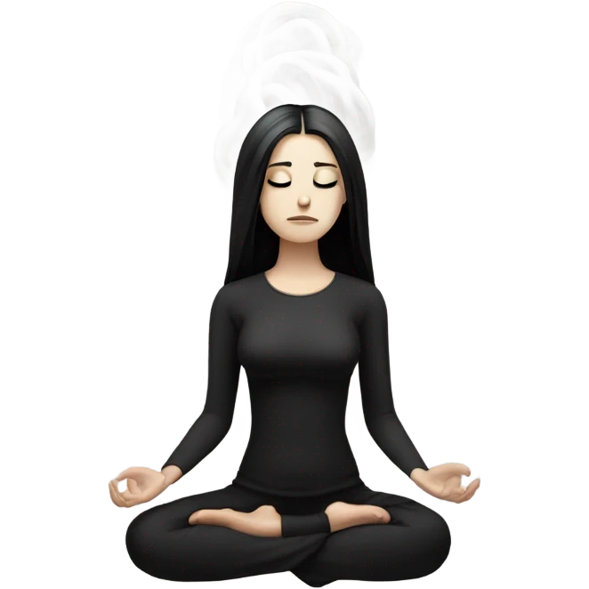 goth white girl and black hair meditating emoji